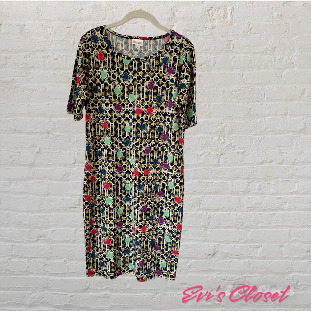 LulaRoe Julia Bodycon Colorful Floral NWOT Pullover Dress Sz Large
